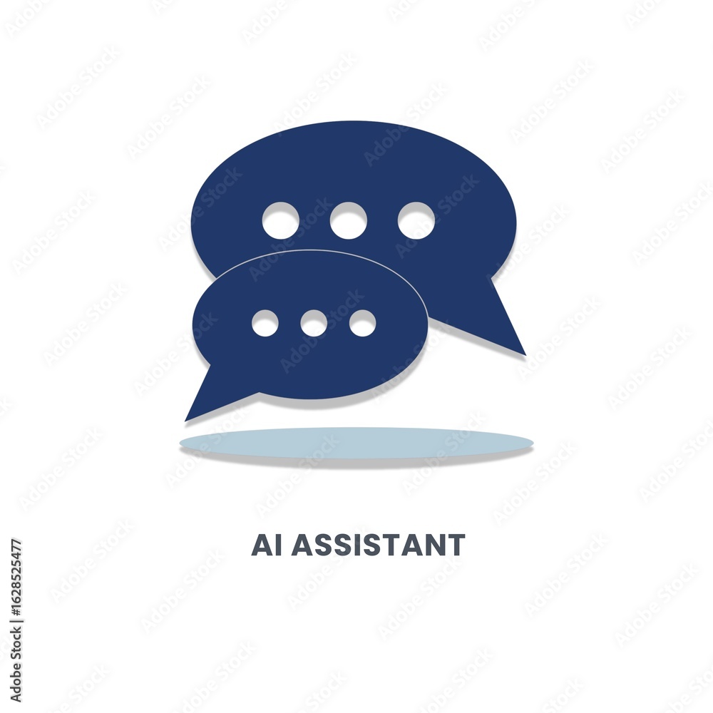 Obraz premium Modern AI assistant icon with chat bubbles representing virtual assistant, chatbot, tech support, and digital communication. Ideal for apps, websites, and AI-related content.