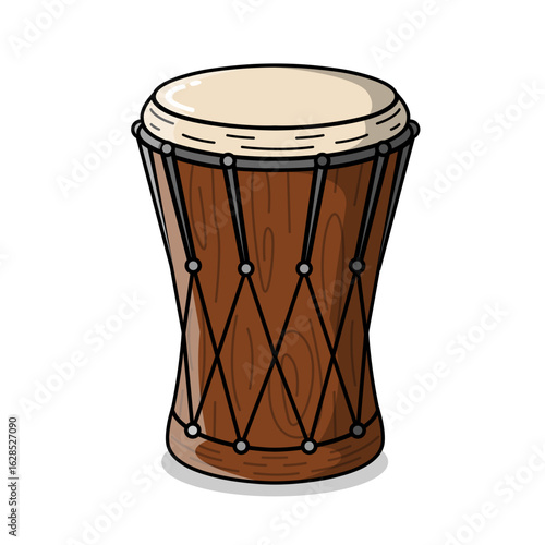 Cultural vector drum illustration on transparent background, traditional and entertainment object design