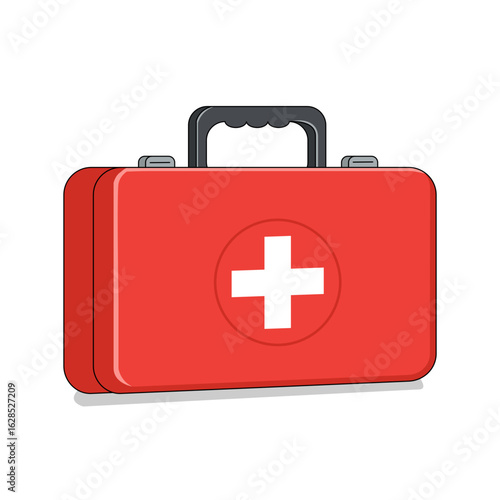 First aid kit vector design. Red health bag for medicines illustration on transparent background.