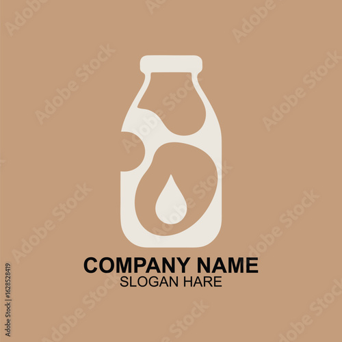 Modern Minimalist Milk Bottle Logo Design for a Dairy Restaurant