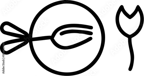 Simple black line icon of a plat