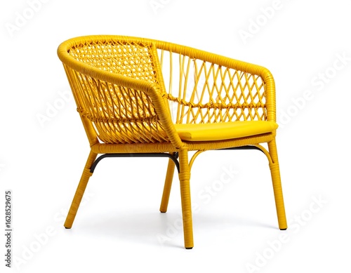Modern yellow wicker armchair