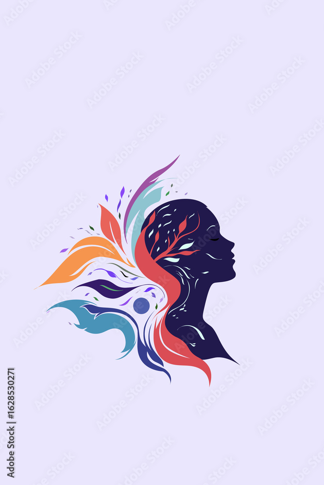 Obraz premium Light, Enlightenment, God, Psychology, Woman, Girl, Man, Mind, Thoughts, Consciousness, Knowledge, Vector, Artwork