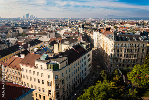 Photography Vienna Cityscape Panorama with Historic Architecture and Rooftop Views