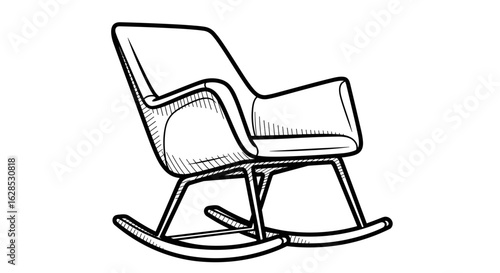 Modern rocking chair in minimalist design with smooth curves  