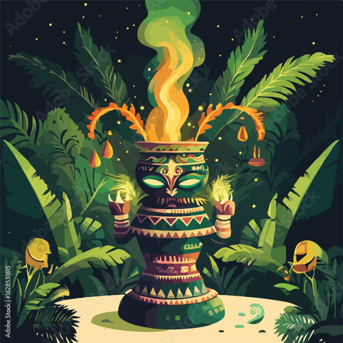 Ayahuasca Ritual Vector Quality Illustration