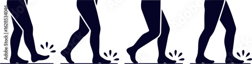 Silhouette of human legs in motion showing the stages of walking