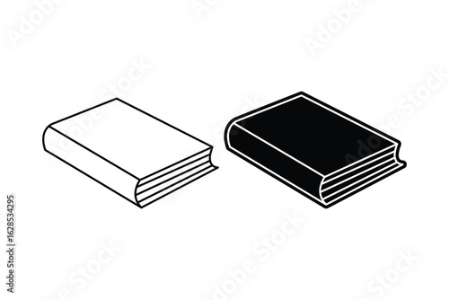 Book art silhouette vector out line art on white background