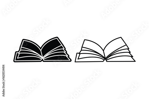 Book art silhouette vector out line art on white background