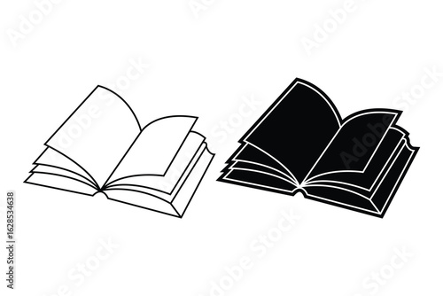 Book art silhouette vector out line art on white background
