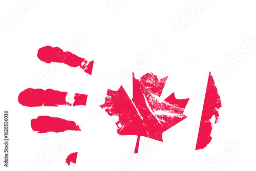 Bold and vibrant handprint blended with a Canadian maple leaf symbolizing unity and national pride during celebrations