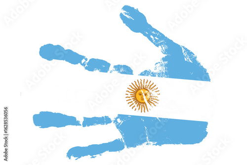 Creative interpretation of the Argentine flag through a handprint design showcasing national pride and artistic expression