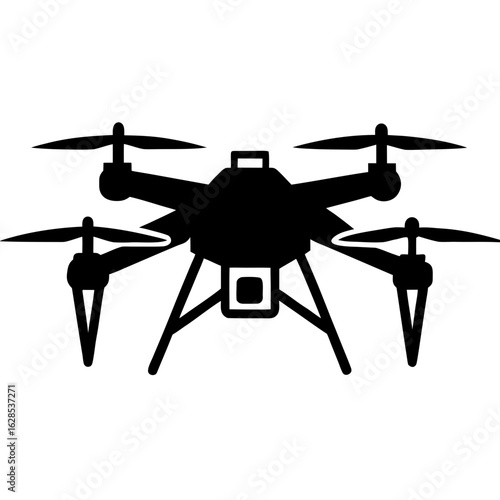 Black drone silhouette quadcopter aerial vehicle