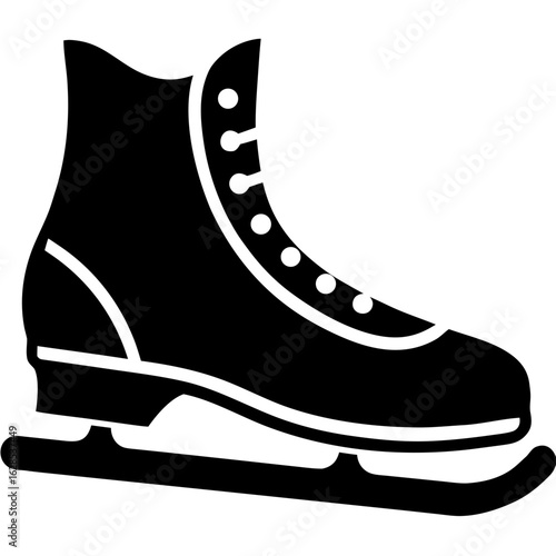 Black ice skate silhouette figure skate white