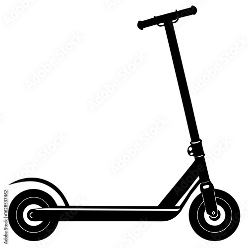 Black kick scooter silhouette vector transportation