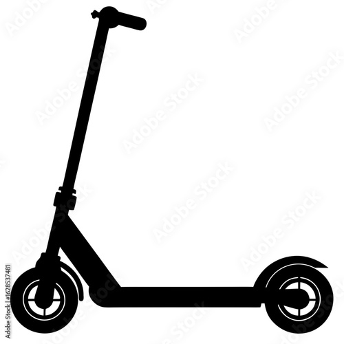Black kick scooter silhouette vector transportation