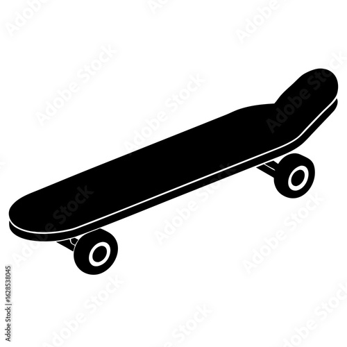 Black skateboard silhouette vector wheels