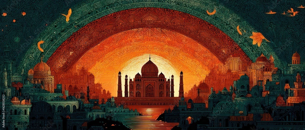 Obraz premium India Independence Day concept with tricolor theme and cultural motifs