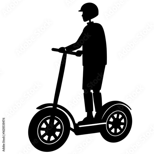 Person riding electric scooter helmet transportation