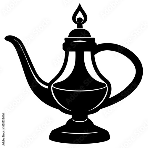 Vintage oil lamp with flame antique lighting