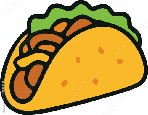Taco Mexican Street Food  Fast Food Icon Vector Illustration Isolated on White Background
