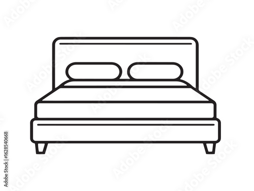 Sleek bed frame icon in minimal vector drawing
