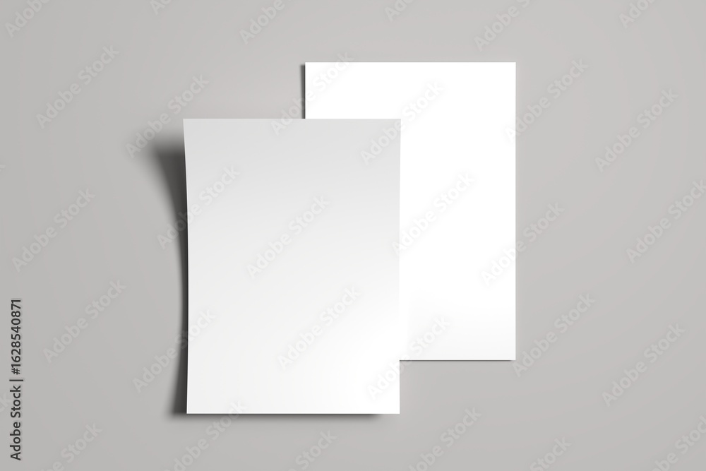 Fototapeta premium A4 Flyer / Letterhead Mock-Up - Two Stacks of Flyers. 3D Illustration