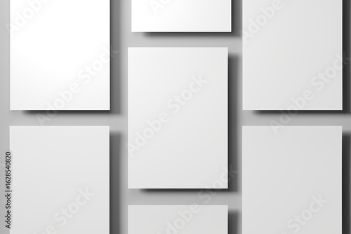 A4 clean paper mockup isolated on grey background. Blank portrait A4 mock up. 3D illustration.