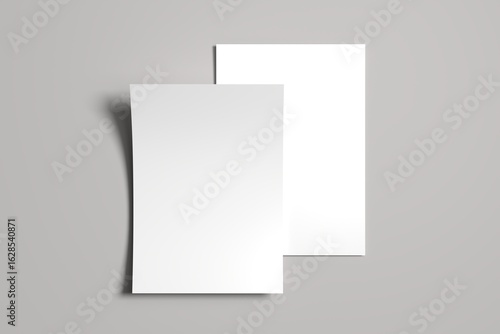 A4 Flyer / Letterhead Mock-Up - Two Stacks of Flyers. 3D Illustration