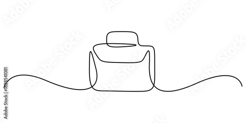 Continuous one line drawing of a briefcase, minimalist vector single line art for business and career. Doodle vector illustration