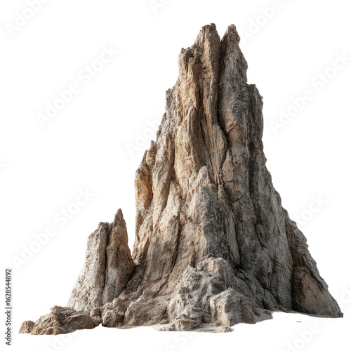 Isolated, rugged, light beige mountain