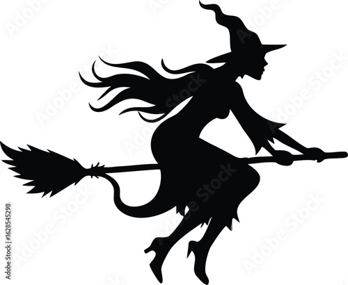Spooky halloween night silhouette with moon and bats
