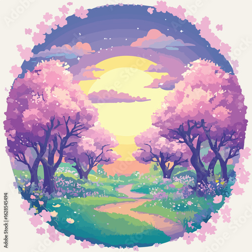 Enchanted Fantasy Garden Landscape Scene