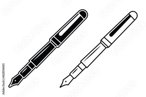 Pen art silhouette vector out line art on white background