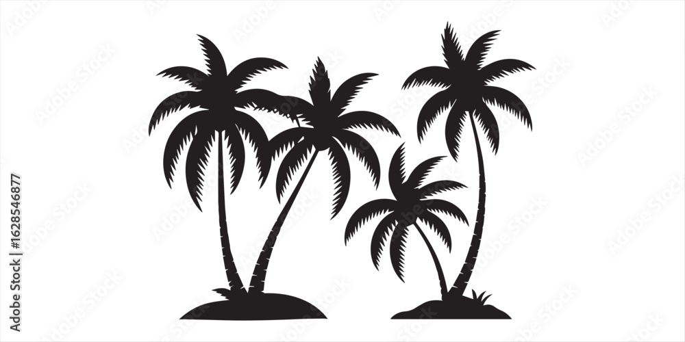 Fototapeta premium Tropical palm trees set silhouettes