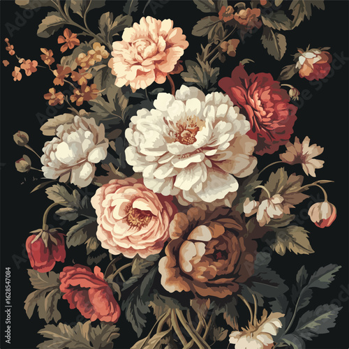 Fantasy Vintage Botanical Wallpaper Design