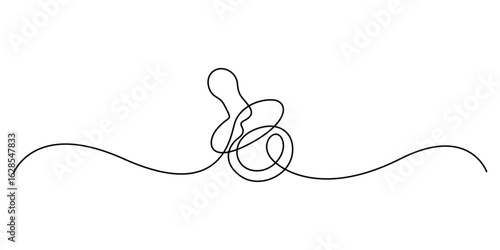 Baby pacifier in one continuous line art drawing style. Single line art of baby pacifier. Minimalist style vector illustration in white background. Pro vector