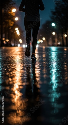 Night runner in the rain