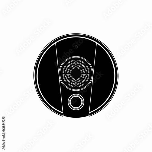 Carbon monoxide detector in a black and white illustration, showcasing safety equipment. Carbon monoxide detector for safety use in domestic appliances.