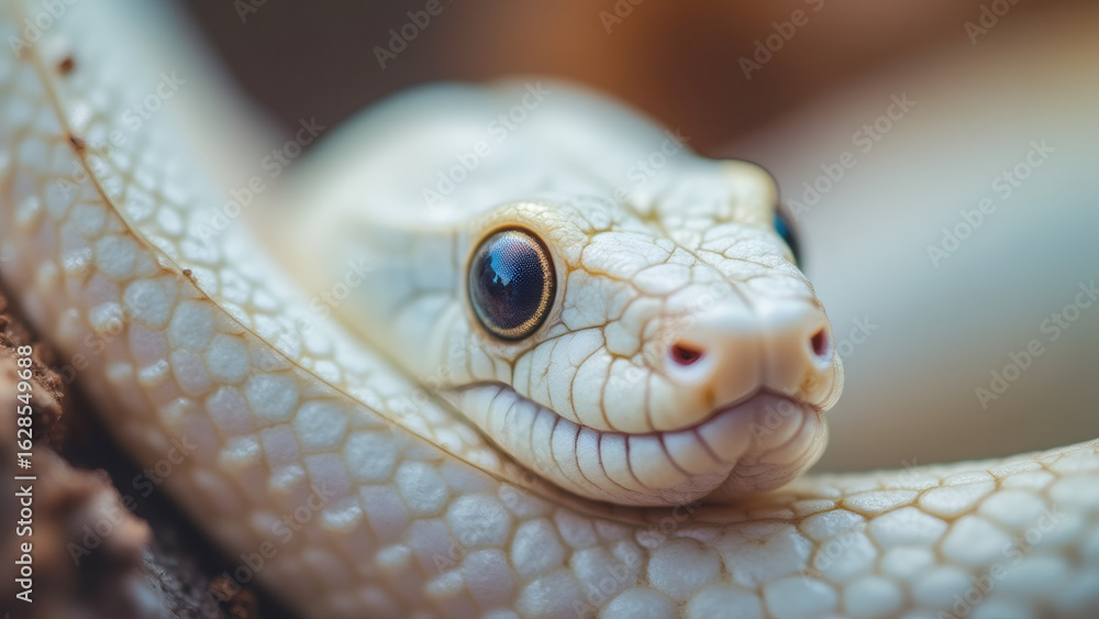 Fototapeta premium Close-up of a captivating white snake, showcasing its striking features.