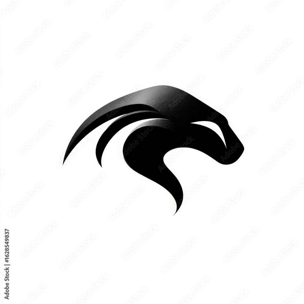Naklejka premium Abstract black animal head design on white background.
