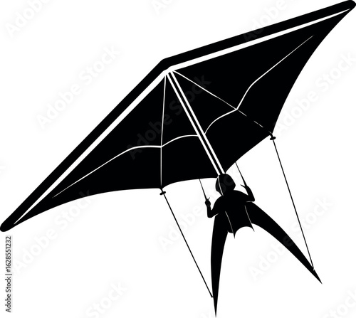 Silhouette of a Hang Glider Pilot Soaring Through the Sky