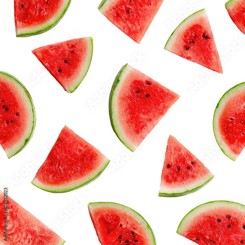 Watermelon slices on black background