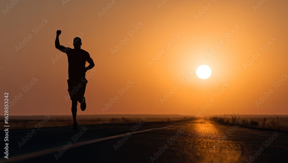 Fototapeta premium Silhouette of a runner at sunrise (5)