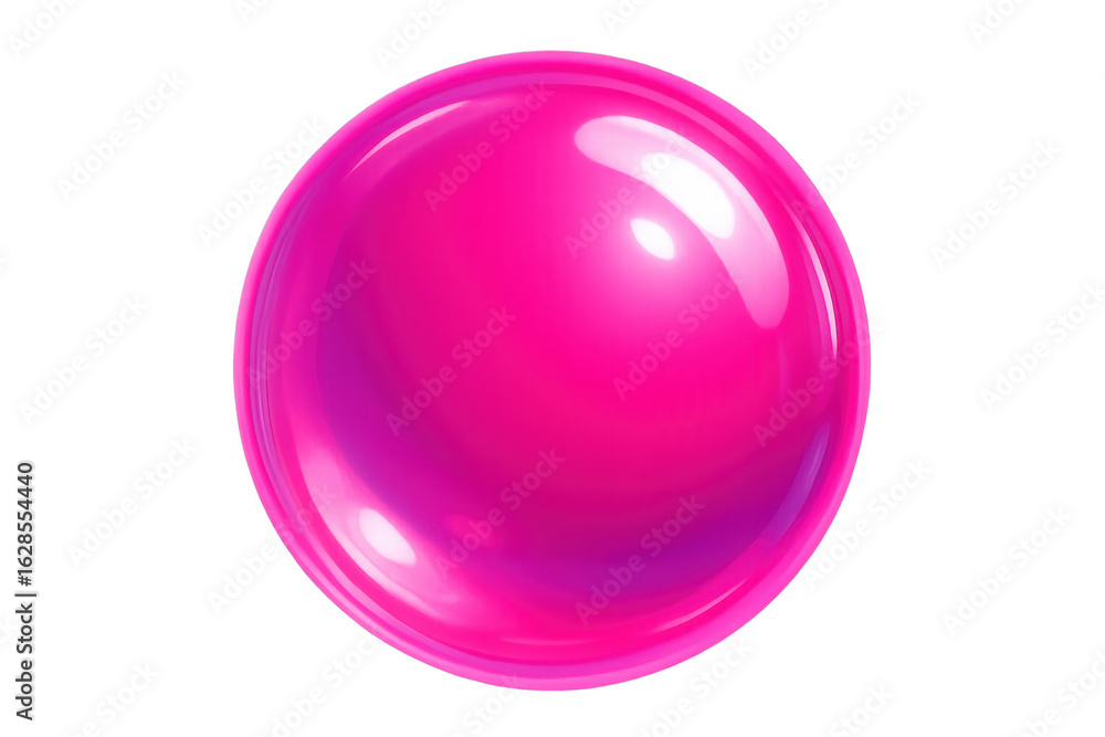 Fototapeta premium Pink metallic sphere reflecting light with glossy surface, isolated on transparent background, ideal for digital design work