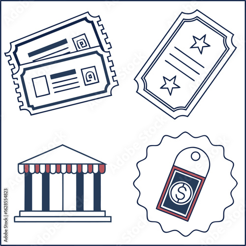 Flat ui icons for ticketing system support and service