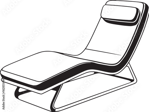 Flat chaise lounge icon in modern vector drawing