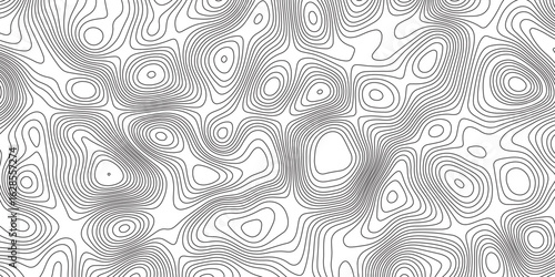 Abstract topographic contours map background. Topographic map and landscape terrain texture grid. Modern design with White background with topographic wavy pattern design. Black-white background.	