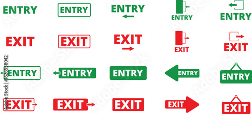 Vector Entry and Exit Sign on Transparent Background