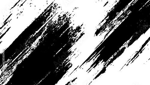 Abstract black brush strokes on white background design texture. Vector grunge brush strokes texture rough black scratches for wallpaper, paint splatter template, dirt banner, watercolor design.